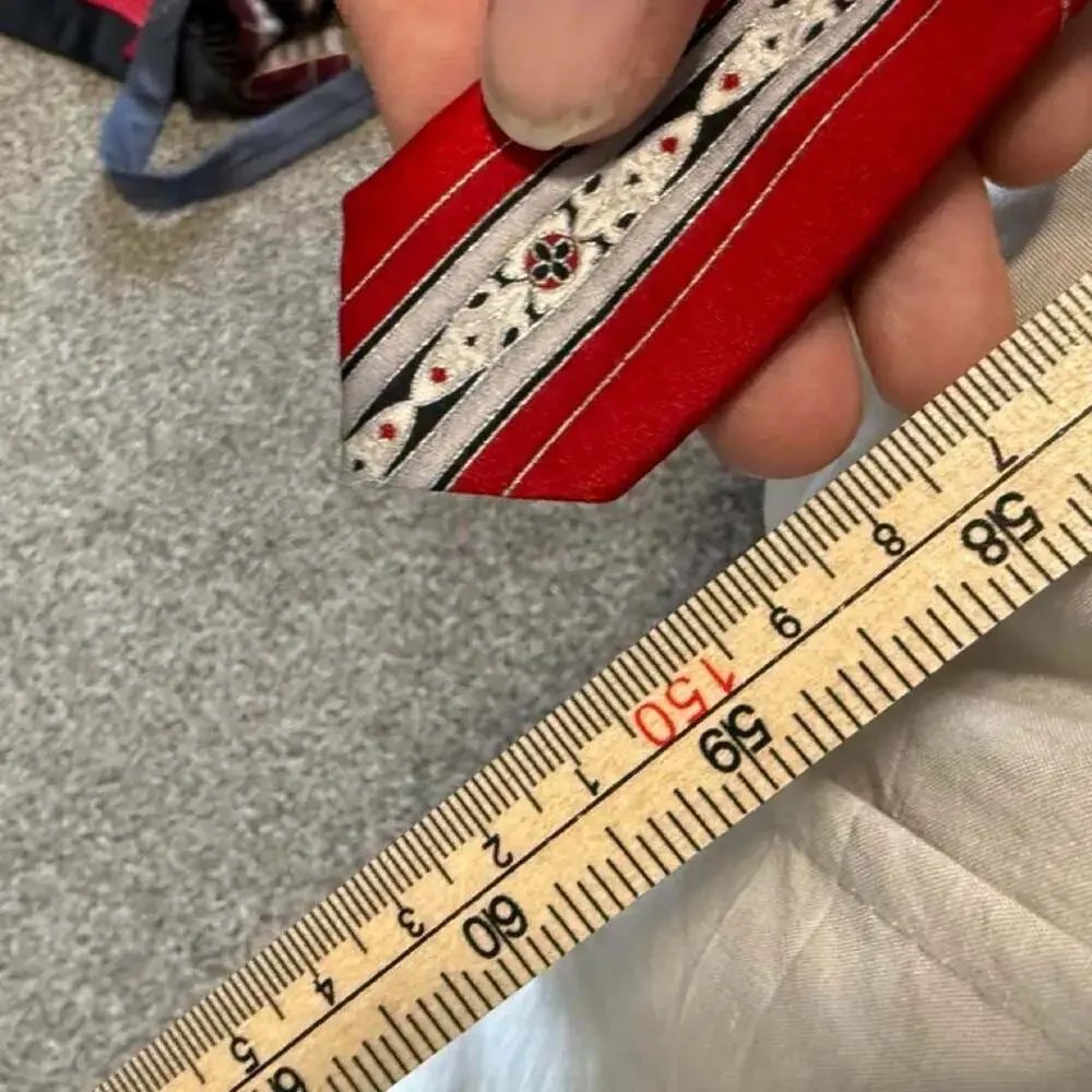 Martin Wong Collection Silk Necktie Red Black Geometric